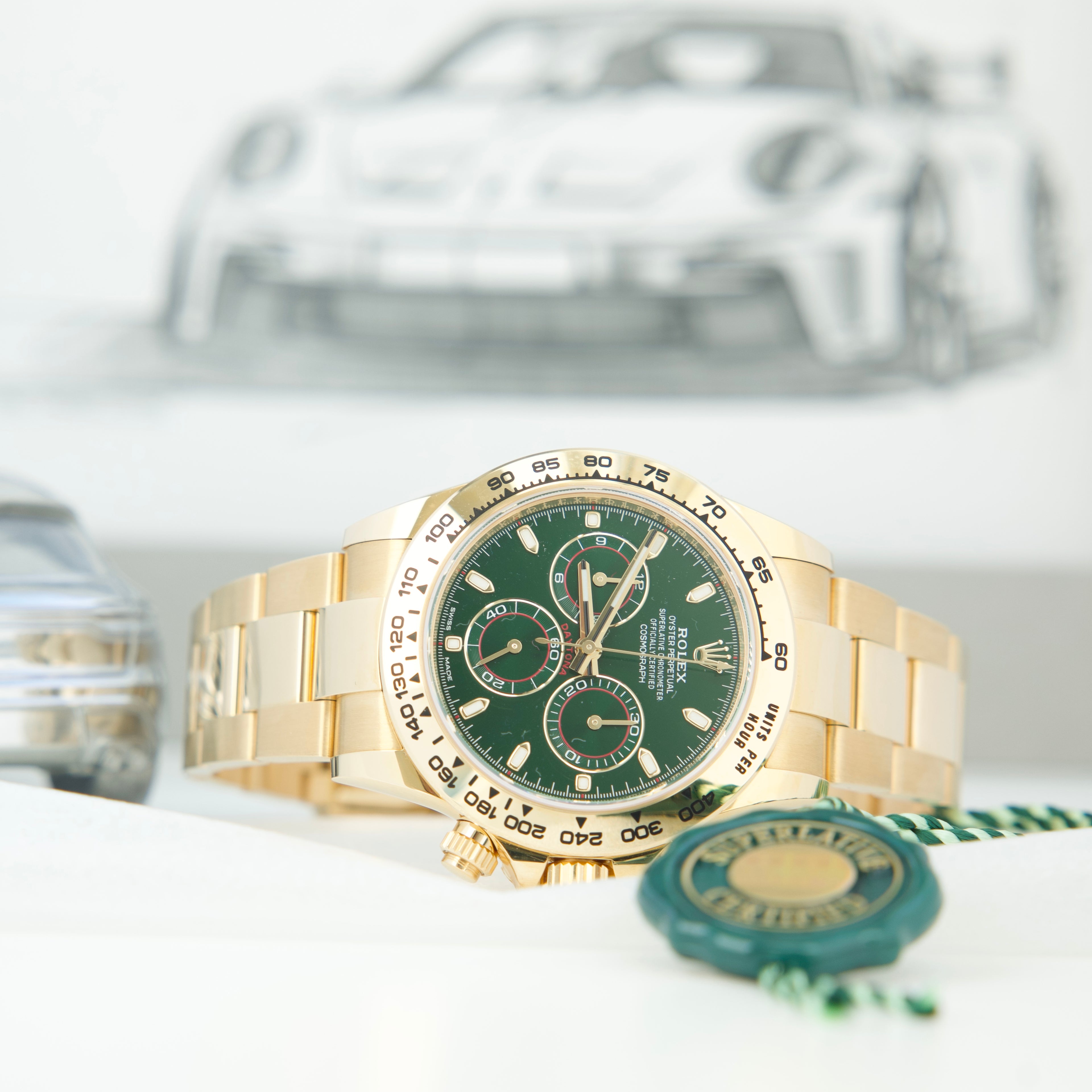 Rolex Daytona 116508 John Mayer – Gelbgold, Grün – 2019 - Fullset